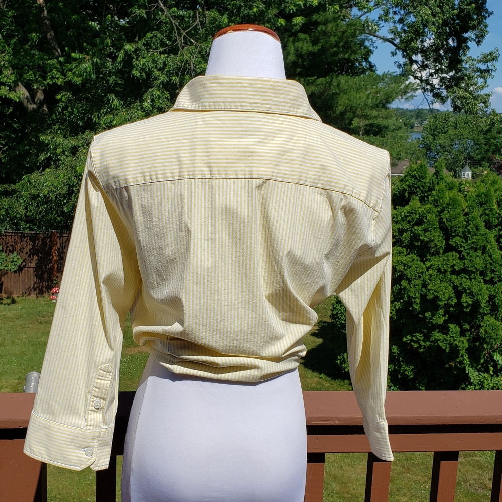 xx LORD AND TAYLOR Yellow Striped Top Sz XL EUC - Picture 7 of 13
